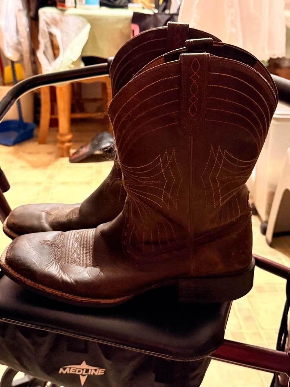 Ariat Sport Wide Square Toe Western Boots Brown Leather